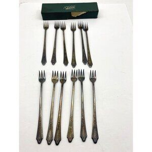 12 Oneida Community Made Tudor‎ Silverplate Duchess Seafood Cocktail Forks 1923